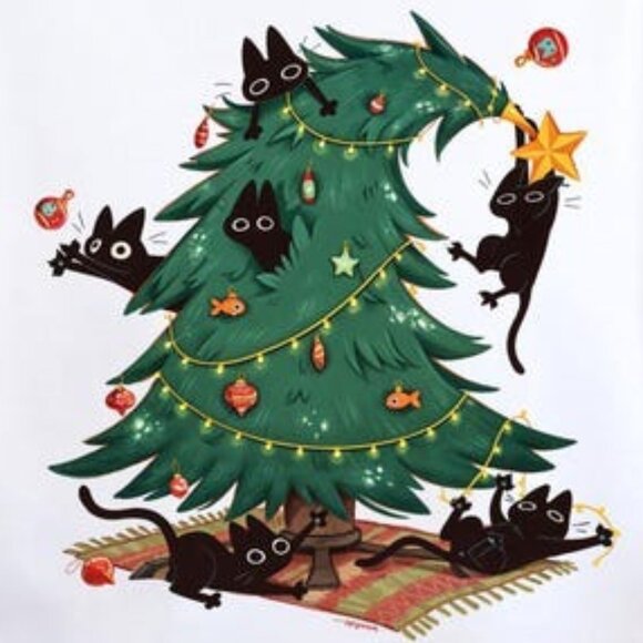 Christmas Tree And Cat T-Shirt, Cute Christmas Shirt - Picture 2 of 4